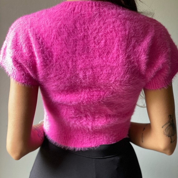 Jacquemus Pink ‘La Maille Neve’ Cropped Short Sleeved Cardigan NWT - Picture 5 of 9